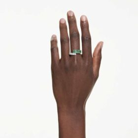 Matrix-Ring mit gemischten Schliffen, grün, rhodiniert