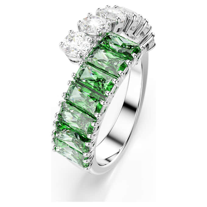 Matrix-Ring mit gemischten Schliffen, grün, rhodiniert Matrix-Ring mit gemischten Schliffen, grün, rhodiniert