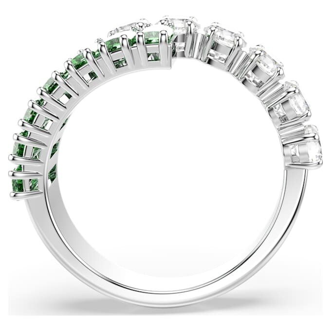 Matrix-Ring mit gemischten Schliffen, grün, rhodiniert Matrix-Ring mit gemischten Schliffen, grün, rhodiniert