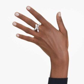 Matrix-Ring mit gemischten Schliffen, weiss, rhodiniert