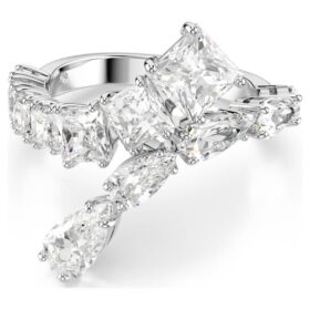 Matrix-Ring mit gemischten Schliffen, weiss, rhodiniert