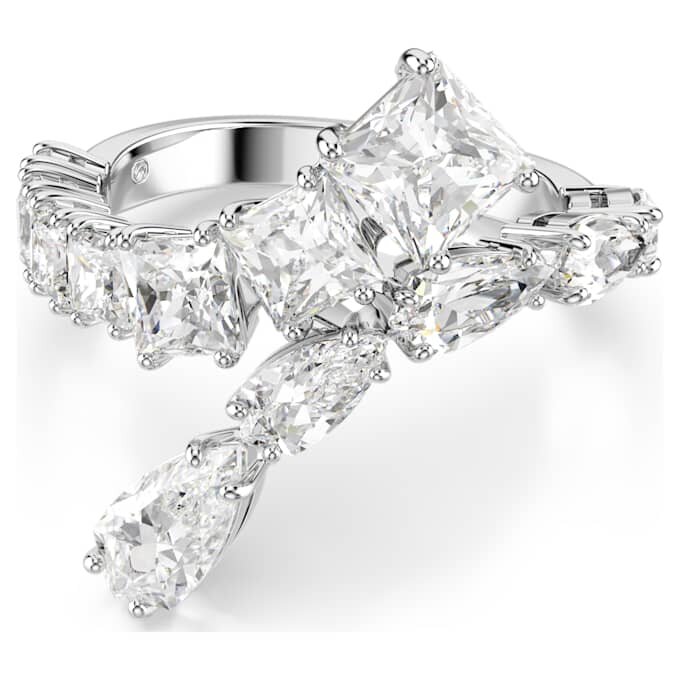 Matrix-Ring mit gemischten Schliffen, weiss, rhodiniert Matrix-Ring mit gemischten Schliffen, weiss, rhodiniert