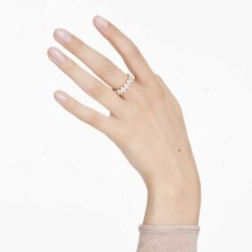 Matrix-Ring mit ovalem Schliff, weiss, vergoldet