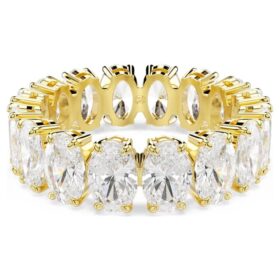 Matrix-Ring mit ovalem Schliff, weiss, vergoldet