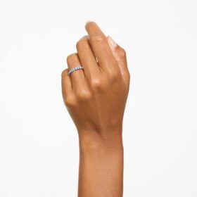 Matrix-Ring mit rundem Schliff, blau, rhodiniert