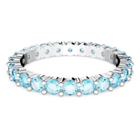 Matrix-Ring mit rundem Schliff, blau, rhodiniert