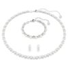 Matrix-Set Kristallperle, Rundschliff, weiss, rhodiniert Matrix-Set Kristallperle, Rundschliff, weiss, rhodiniert