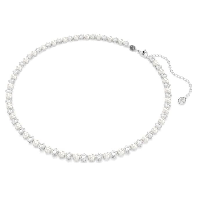 Matrix-Set Kristallperle, Rundschliff, weiss, rhodiniert Matrix-Set Kristallperle, Rundschliff, weiss, rhodiniert