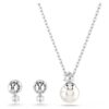 Matrix-Set Kristallperle, Rundschliff, weiss, rhodiniert Matrix-Set Kristallperle, Rundschliff, weiss, rhodiniert