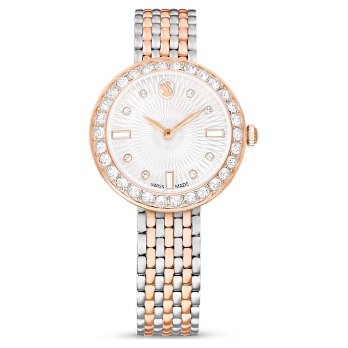 Matrix Tennis 7-Link-Uhr Swiss Made, Metallarmband, Roségold-Farbton, gemischte Metalloberfläche Matrix Tennis 7-Link-Uhr Swiss Made, Metallarmband, Roségold-Farbton, gemischte Metalloberfläche