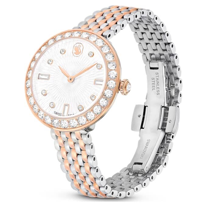 Matrix Tennis 7-Link-Uhr Swiss Made, Metallarmband, Roségold-Farbton, gemischte Metalloberfläche Matrix Tennis 7-Link-Uhr Swiss Made, Metallarmband, Roségold-Farbton, gemischte Metalloberfläche