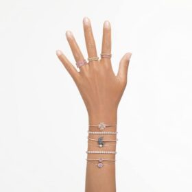 Matrix Tennis-Armband, Rundschliff, weiss, roségoldfarben vergoldet Matrix Tennis-Armband, Rundschliff, weiss, roségoldfarben vergoldet