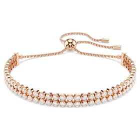 Matrix Tennis-Armband, Rundschliff, weiss, roségoldfarben vergoldet Matrix Tennis-Armband, Rundschliff, weiss, roségoldfarben vergoldet