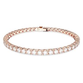 Matrix Tennis-Armband, Rundschliff, weiss, roségoldfarben vergoldet Matrix Tennis-Armband, Rundschliff, weiss, roségoldfarben vergoldet