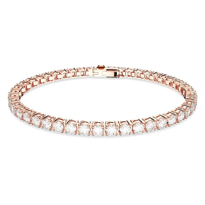 Matrix Tennis-Armband, Rundschliff, weiss, roségoldfarben vergoldet Matrix Tennis-Armband, Rundschliff, weiss, roségoldfarben vergoldet