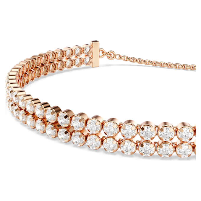 Matrix Tennis-Armband, Rundschliff, weiss, roségoldfarben vergoldet Matrix Tennis-Armband, Rundschliff, weiss, roségoldfarben vergoldet
