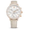 Matrix Tennis Chrono Uhr Swiss Made, Lederarmband, beige, roségoldfarben Matrix Tennis Chrono Uhr Swiss Made, Lederarmband, beige, roségoldfarben