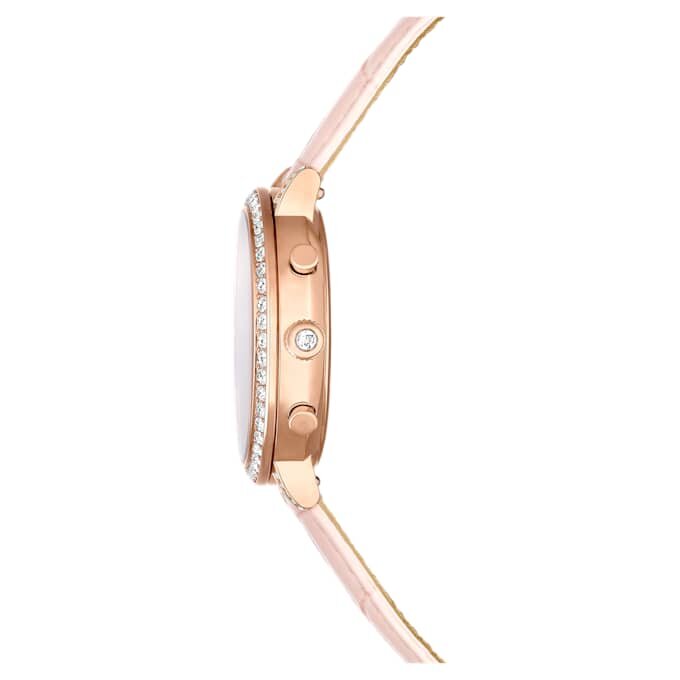 Matrix Tennis Chrono Uhr Swiss Made, Lederarmband, Pink, roségoldfarbenes Finish Matrix Tennis Chrono Uhr Swiss Made, Lederarmband, Pink, roségoldfarbenes Finish