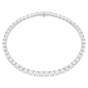 Matrix-Tennis-Halskette, quadratischer Schliff, weiss, rhodiniert Matrix-Tennis-Halskette, quadratischer Schliff, weiss, rhodiniert