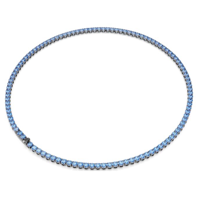 Matrix-Tennis-Halskette, Rundschliff, blau, rutheniumbeschichtet Matrix-Tennis-Halskette, Rundschliff, blau, rutheniumbeschichtet