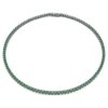 Matrix-Tennis-Halskette, Rundschliff, grün, rutheniumbeschichtet Matrix-Tennis-Halskette, Rundschliff, grün, rutheniumbeschichtet