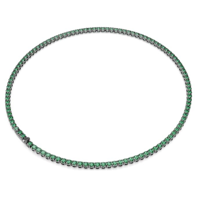 Matrix-Tennis-Halskette, Rundschliff, grün, rutheniumbeschichtet Matrix-Tennis-Halskette, Rundschliff, grün, rutheniumbeschichtet