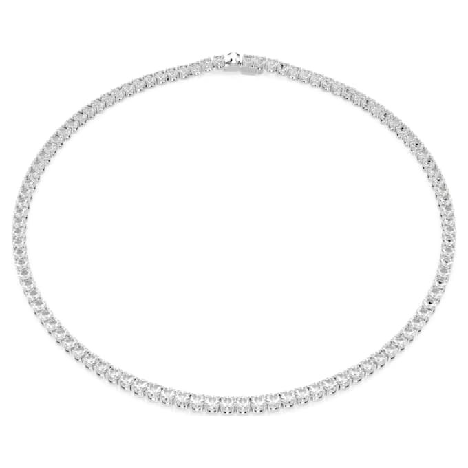 Matrix-Tennis-Halskette, Rundschliff, weiss, rhodiniert Matrix-Tennis-Halskette, Rundschliff, weiss, rhodiniert