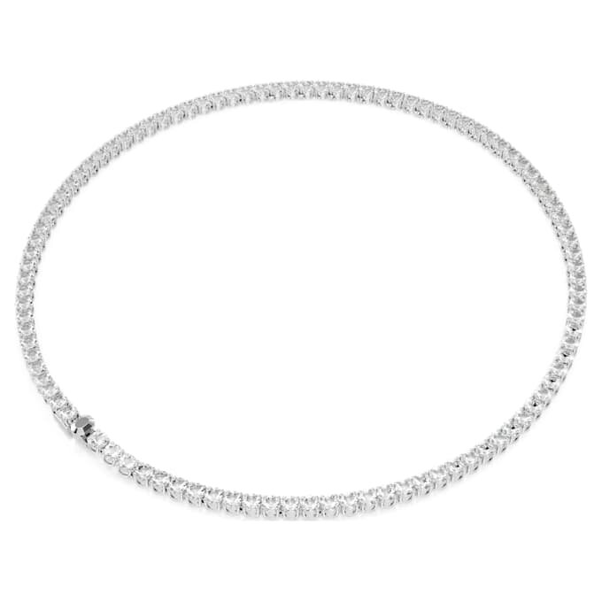 Matrix-Tennis-Halskette, Rundschliff, weiss, rhodiniert Matrix-Tennis-Halskette, Rundschliff, weiss, rhodiniert