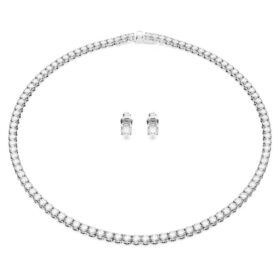 Matrix-Tennis-Set, Rundschliff, weiss, rhodiniert Matrix-Tennis-Set, Rundschliff, weiss, rhodiniert