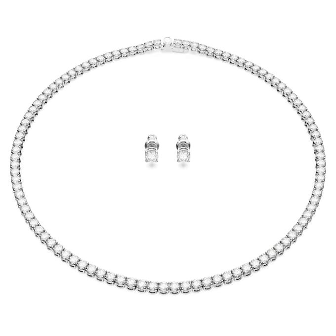 Matrix-Tennis-Set, Rundschliff, weiss, rhodiniert Matrix-Tennis-Set, Rundschliff, weiss, rhodiniert