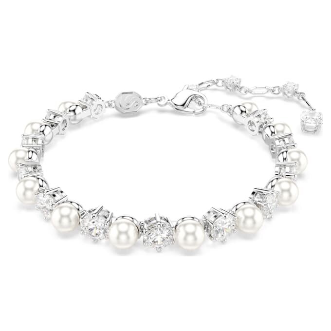 Matrix Tennisarmband Crystal Pearl, Rundschliff, weiss, rhodiniert Matrix Tennisarmband Crystal Pearl, Rundschliff, weiss, rhodiniert