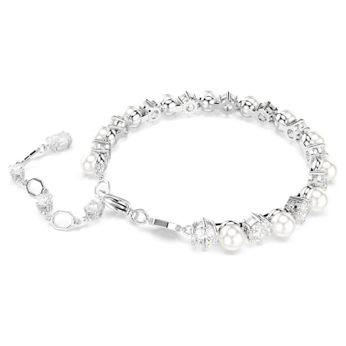 Matrix Tennisarmband Crystal Pearl, Rundschliff, weiss, rhodiniert Matrix Tennisarmband Crystal Pearl, Rundschliff, weiss, rhodiniert