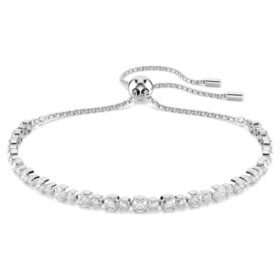 Matrix Tennisarmband mit gemischten Rundschliffen, weiss, rhodiniert Matrix Tennisarmband mit gemischten Rundschliffen, weiss, rhodiniert