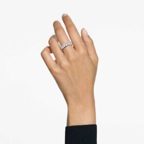 Matrix Vittore Ring, Birnenform, weiss, silberfarben
