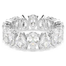 Matrix Vittore Ring, Birnenform, weiss, silberfarben