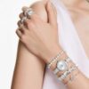 Matrix Tennisarmband Crystal Pearl, Rundschliff, weiss, rhodiniert Matrix Tennisarmband Crystal Pearl, Rundschliff, weiss, rhodiniert