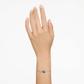 Mesmera-Armband mit gemischten Schliffen, grün, rhodiniert