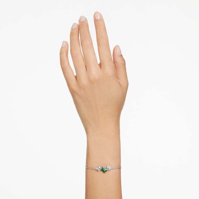 Mesmera-Armband mit gemischten Schliffen, grün, rhodiniert Mesmera-Armband mit gemischten Schliffen, grün, rhodiniert