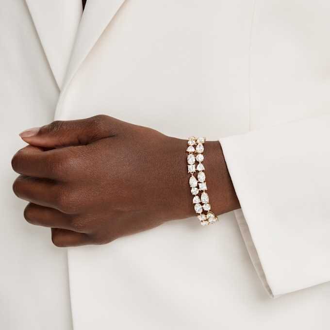 Mesmera-Armband mit gemischten Schliffen, weiss, goldfarben plattiert Mesmera-Armband mit gemischten Schliffen, weiss, goldfarben plattiert