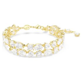 Mesmera-Armband mit gemischten Schliffen, weiss, goldfarben plattiert