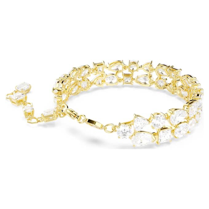 Mesmera-Armband mit gemischten Schliffen, weiss, goldfarben plattiert Mesmera-Armband mit gemischten Schliffen, weiss, goldfarben plattiert
