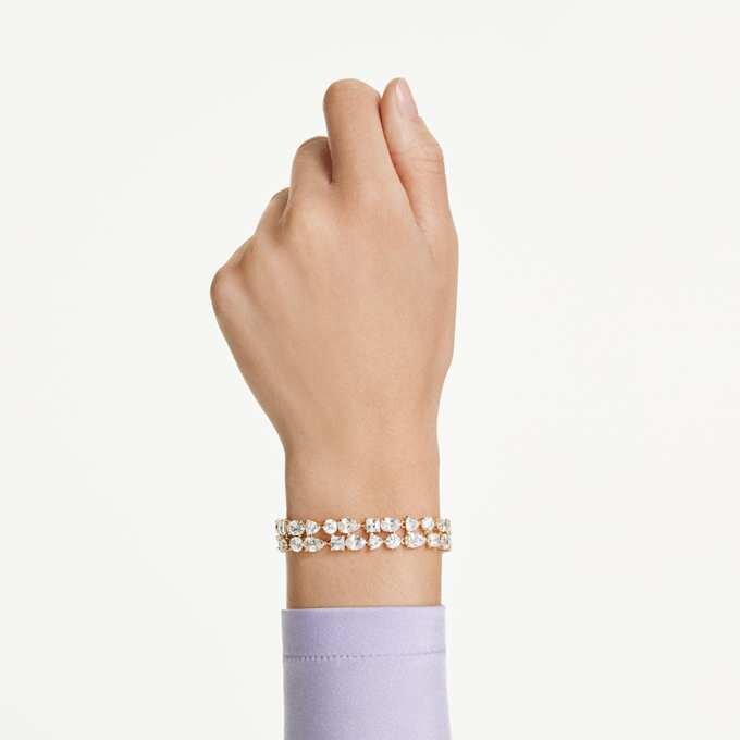Mesmera-Armband mit gemischten Schliffen, weiss, goldfarben plattiert Mesmera-Armband mit gemischten Schliffen, weiss, goldfarben plattiert
