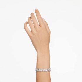 Mesmera-Armband mit gemischten Schliffformen, weiss, rhodiniert