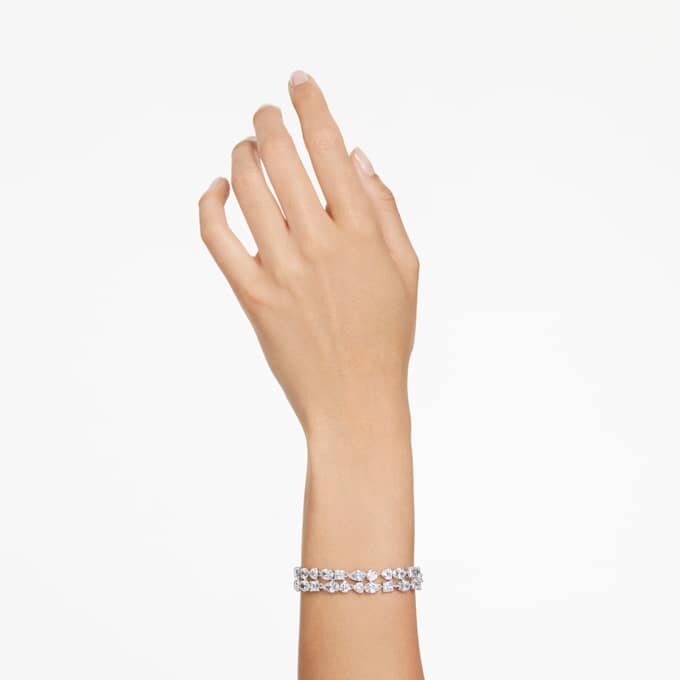 Mesmera-Armband mit gemischten Schliffformen, weiss, rhodiniert Mesmera-Armband mit gemischten Schliffformen, weiss, rhodiniert