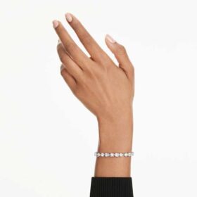 Mesmera-Armband mit gemischten Schliffformen, weiss, rhodiniert