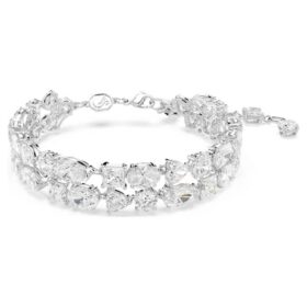 Mesmera-Armband mit gemischten Schliffformen, weiss, rhodiniert