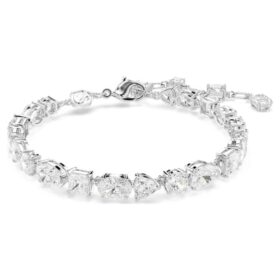 Mesmera-Armband mit gemischten Schliffformen, weiss, rhodiniert