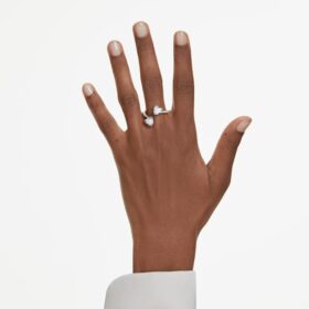 Mesmera Offener Ring mit Herzschliff, Pavé, weiss, rhodiniert