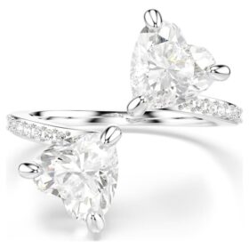 Mesmera Offener Ring mit Herzschliff, Pavé, weiss, rhodiniert
