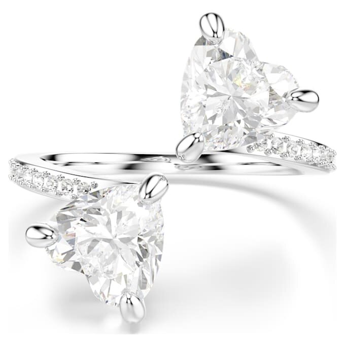 Mesmera Offener Ring mit Herzschliff, Pavé, weiss, rhodiniert Mesmera Offener Ring mit Herzschliff, Pavé, weiss, rhodiniert